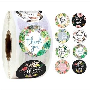 NWT 100 pcs Thank You Flower Stickers